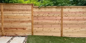 custom horizontal wood fencing installed in Austin home